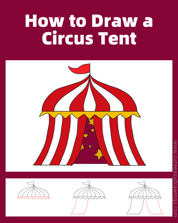 how to draw a circus tent - www.cuteeasydrawings.com