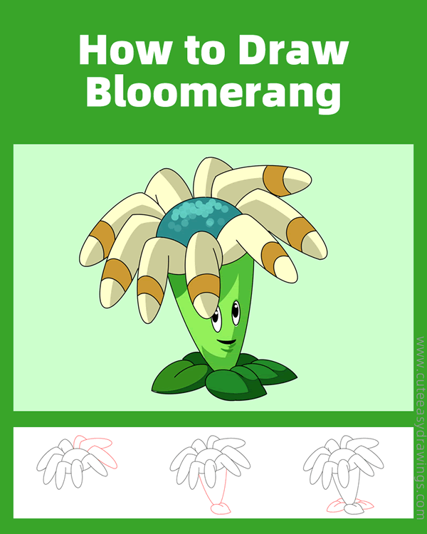 how to draw boomerang from plants vs zombies - www.cuteeasydrawings.com