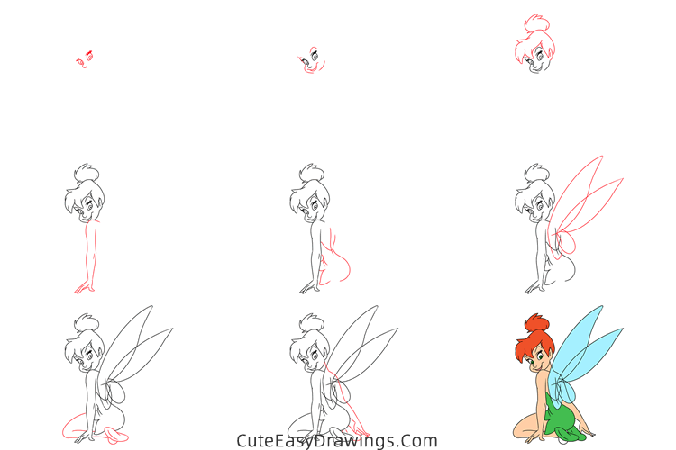 how to draw tinkerbell from peter pan - www.cuteeasydrawings.com