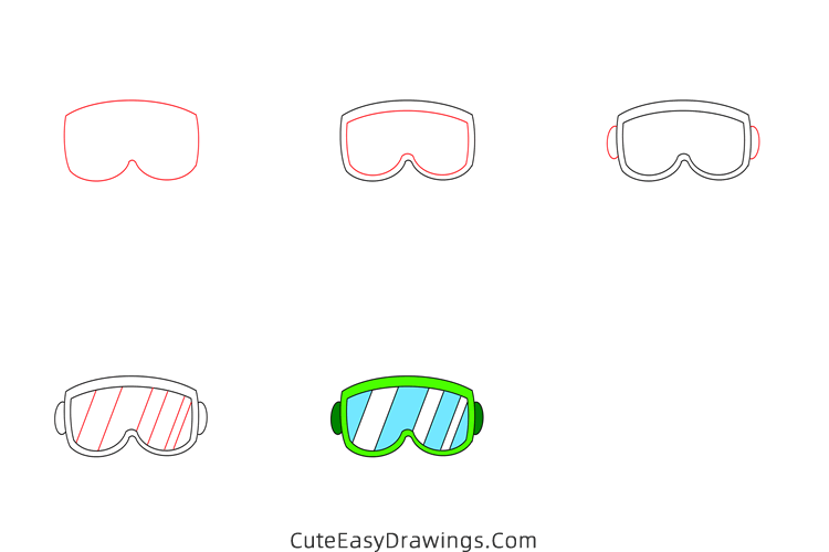how to draw swimming goggles - www.cuteeasydrawings.com
