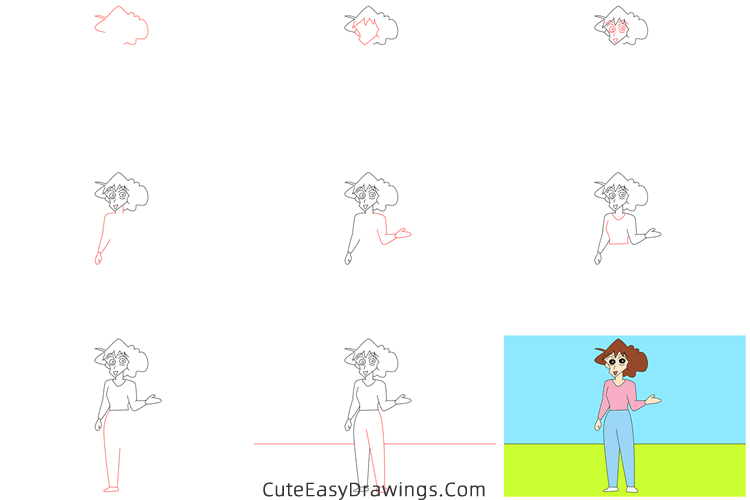 how to draw misae nohara from crayon shin chan - www.cuteeasydrawings.com