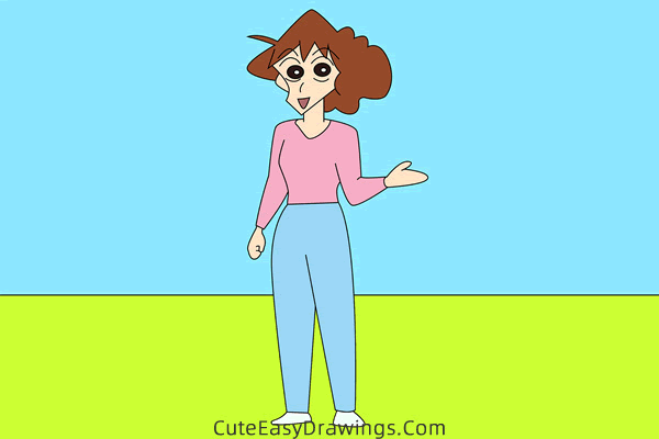 how to draw misae nohara from crayon shin chan - www.cuteeasydrawings.com