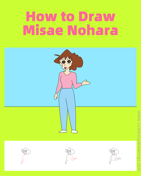 how to draw misae nohara from crayon shin chan - www.cuteeasydrawings.com