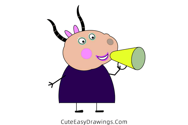 how to draw madame gazelle from peppa pig - www.cuteeasydrawings.com