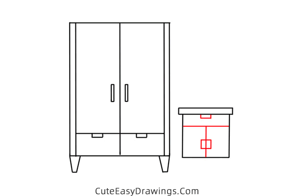 how to draw a wardrobe - www.cuteeasydrawings.com