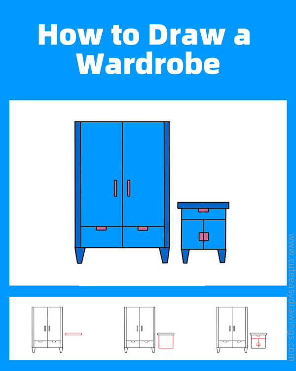 how to draw a wardrobe - www.cuteeasydrawings.com