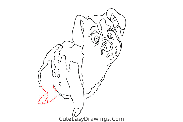 how to draw hen wen the pig from the black cauldron - www.cuteeasydrawings.com