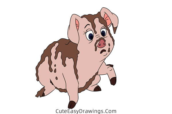 how to draw hen wen the pig from the black cauldron - www.cuteeasydrawings.com