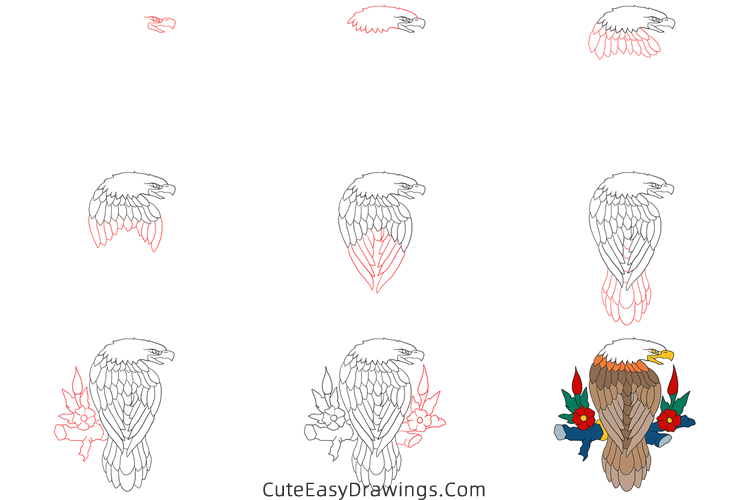 how to draw an american eagle - www.cuteeasydrawings.com
