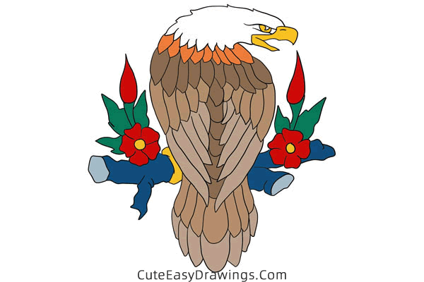 how to draw an american eagle - www.cuteeasydrawings.com
