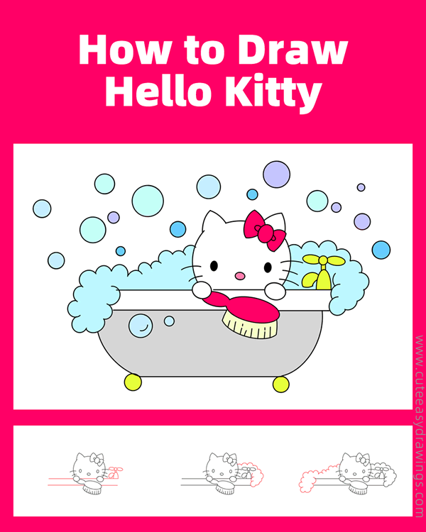 how to draw hello kitty bathing - www.cuteeasydrawings.com