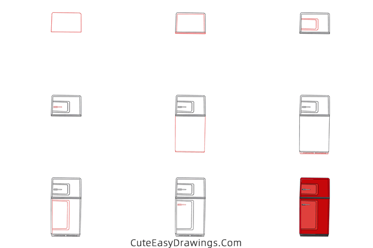 how to draw a refrigerator - www.cuteeasydrawings.com