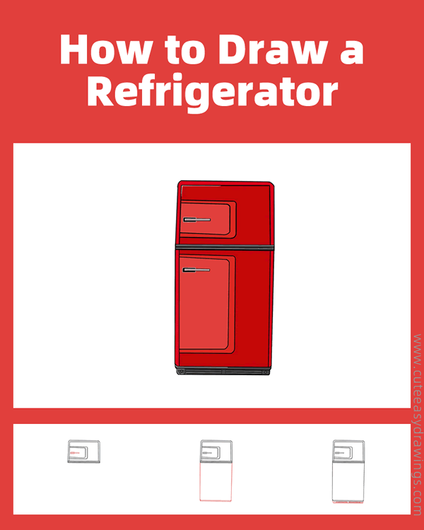 how to draw a refrigerator - www.cuteeasydrawings.com