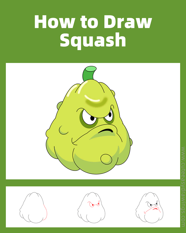 how to draw squash from plants vs zombies - www.cuteeasydrawings.com