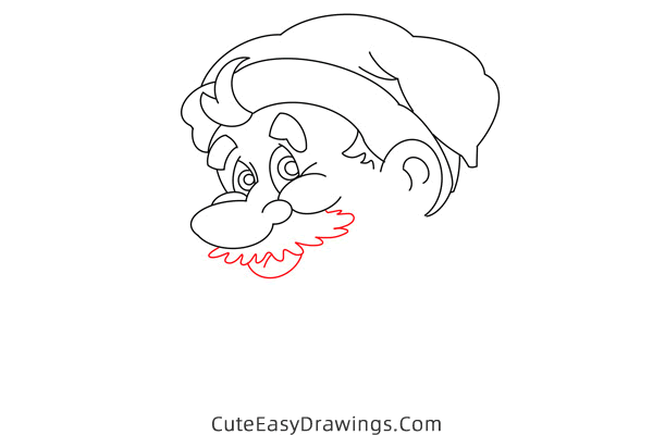 how to draw santa claus profile - www.cuteeasydrawings.com