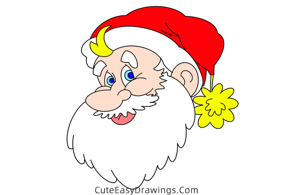 how to draw santa claus profile - www.cuteeasydrawings.com