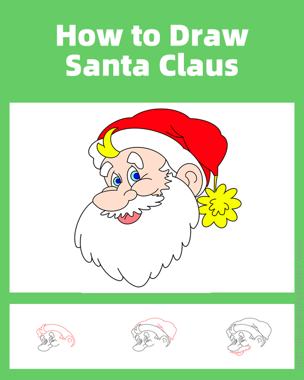 how to draw santa claus profile - www.cuteeasydrawings.com