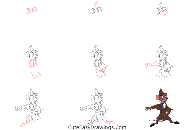 how to draw basil of baker street - www.cuteeasydrawings.com