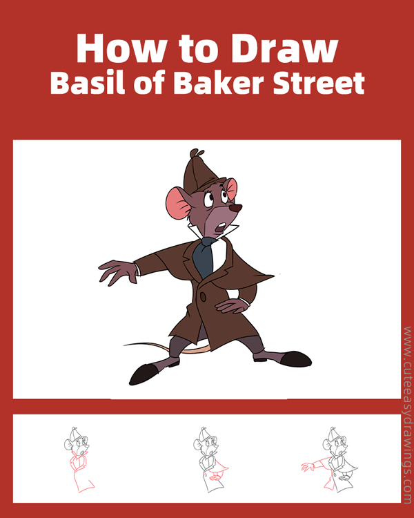 how to draw basil of baker street - www.cuteeasydrawings.com