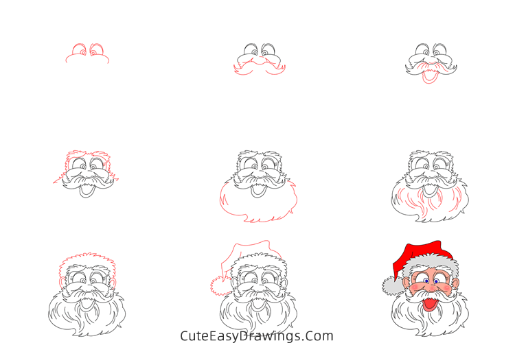 how to draw santa head - www.cuteeasydrawings.com