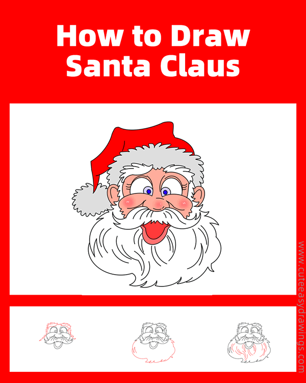 how to draw santa head - www.cuteeasydrawings.com