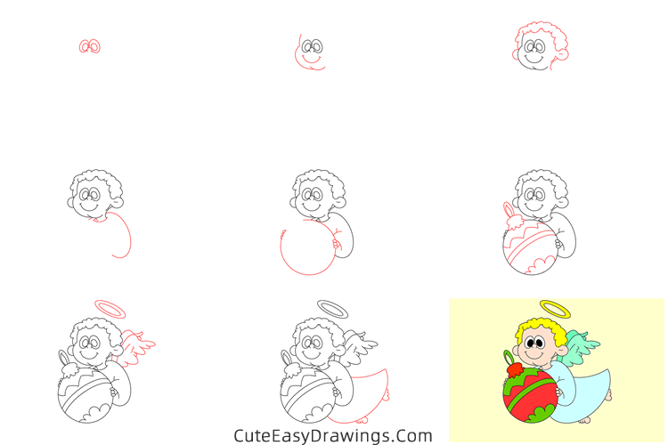 how to draw a christmas angel - www.cuteeasydrawings.com