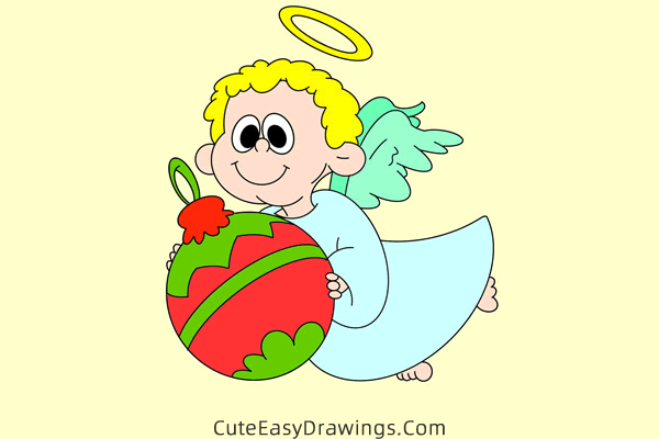 how to draw a christmas angel - www.cuteeasydrawings.com