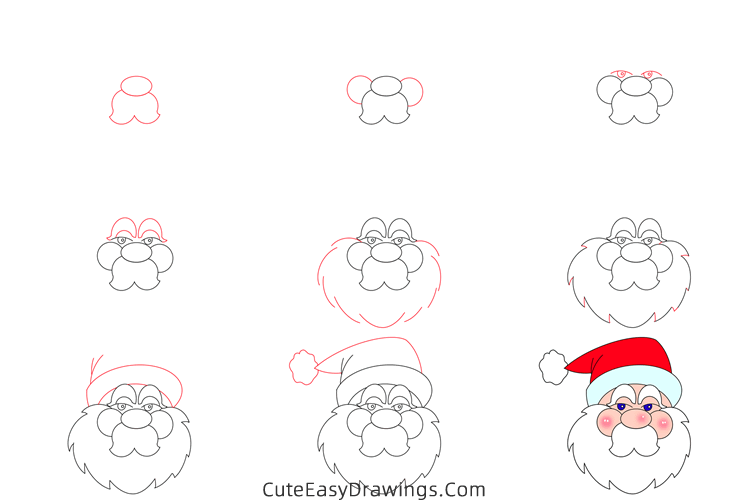 how to draw santa face - www.cuteeasydrawings.com