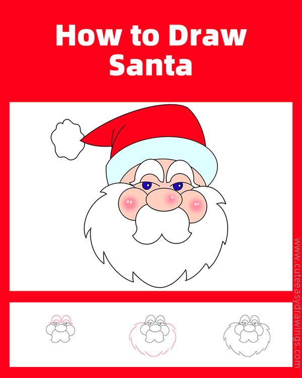 how to draw santa face - www.cuteeasydrawings.com