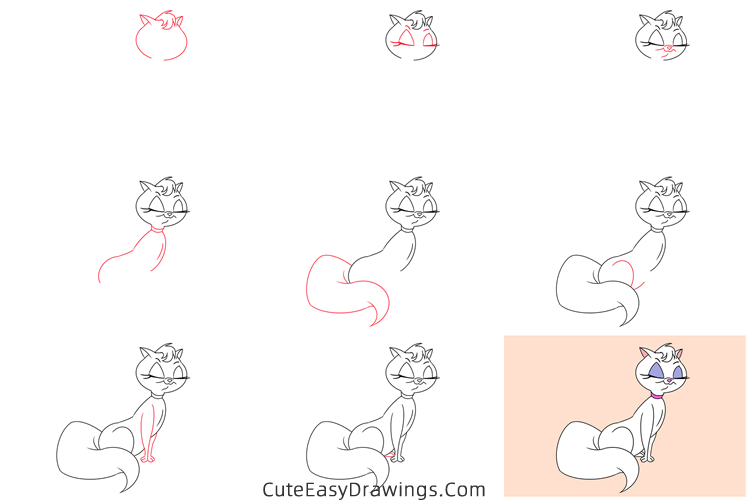 how to draw mewsette the cat - www.cuteeasydrawings.com