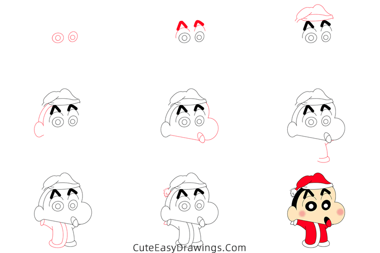 how to draw crayon shin chan in christmas - www.cuteeasydrawings.com