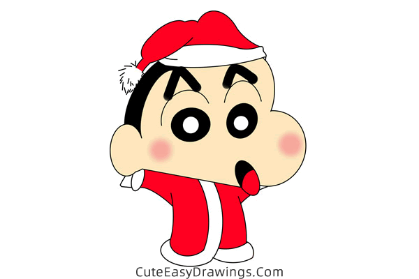 how to draw crayon shin chan in christmas - www.cuteeasydrawings.com