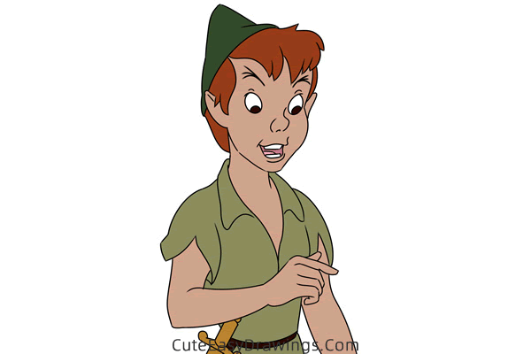 how to draw peter pan - www.cuteeasydrawings.com