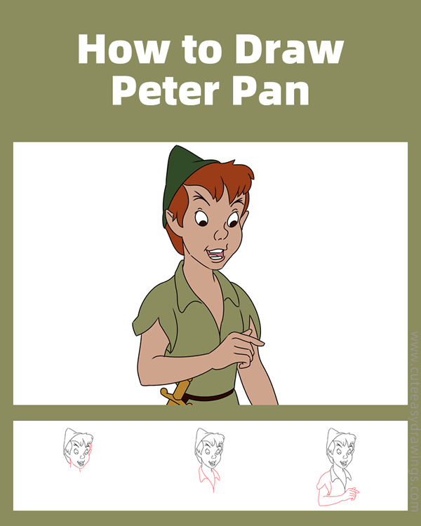 how to draw peter pan - www.cuteeasydrawings.com