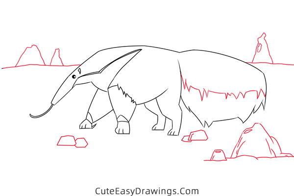 how to draw an anteater easy - www.cuteeasydrawings.com
