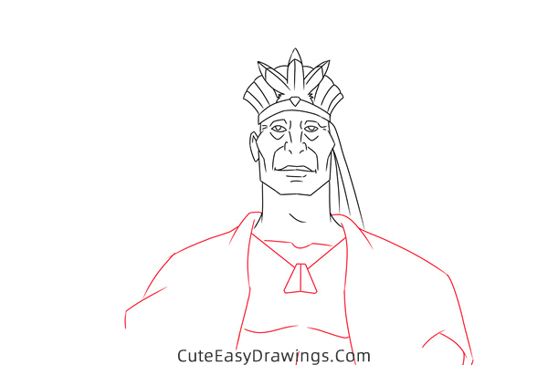 how to draw chief powhatan from pocahontas - www.cuteeasydrawings.com
