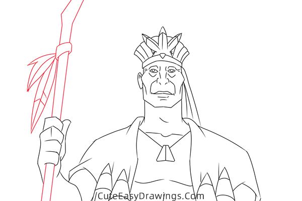 how to draw chief powhatan from pocahontas - www.cuteeasydrawings.com