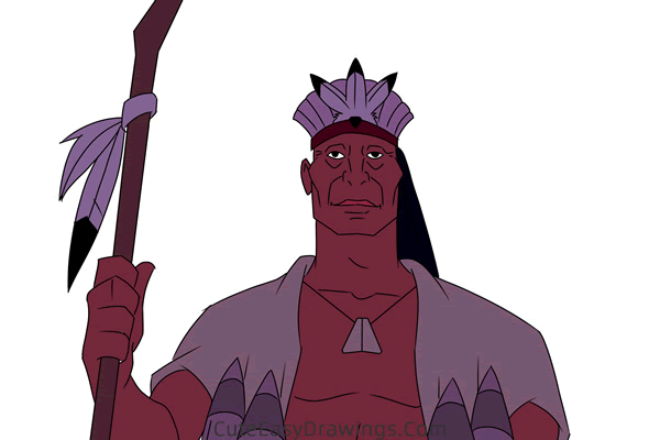 how to draw chief powhatan from pocahontas - www.cuteeasydrawings.com