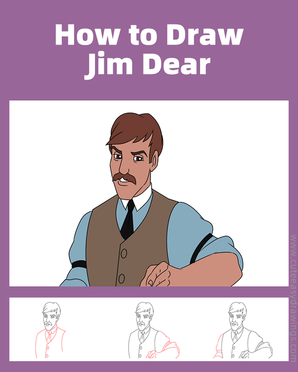 how to draw jim dear from lady and the tramp - www.cuteeasydrawings.com