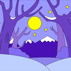 How to Draw a Snowy Night Step by Step