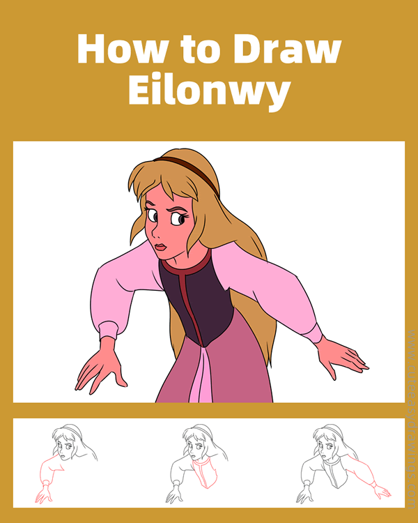 how to draw eilonwy the princess - www.cuteeasydrawings.com