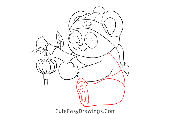 how to draw happy chinese new year panda - www.cuteeasydrawings.com