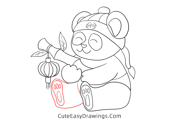 how to draw happy chinese new year panda - www.cuteeasydrawings.com