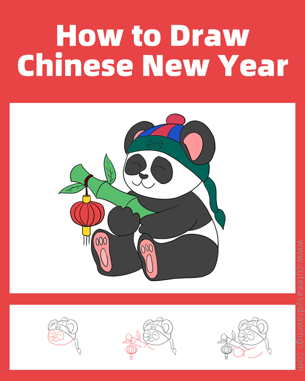 how to draw happy chinese new year panda - www.cuteeasydrawings.com