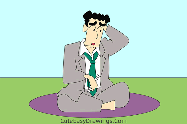 how to draw hiroshi nohara from crayon shin chan - www.cuteeasydrawings.com
