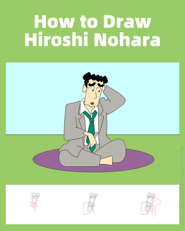how to draw hiroshi nohara from crayon shin chan - www.cuteeasydrawings.com