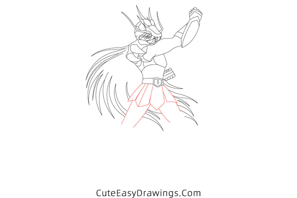 how to draw dragon shiryu from saint seiya - www.cuteeasydrawings.com