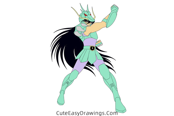 how to draw dragon shiryu from saint seiya - www.cuteeasydrawings.com