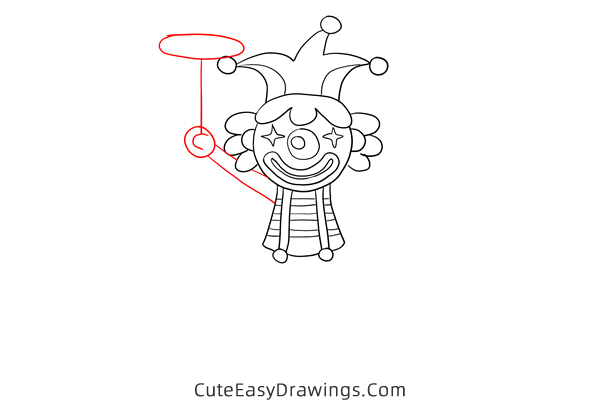 how to draw a clown spinning plates - www.cuteeasydrawings.com