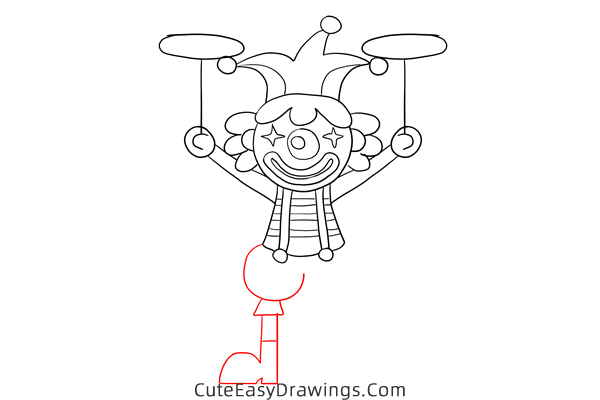 how to draw a clown spinning plates - www.cuteeasydrawings.com